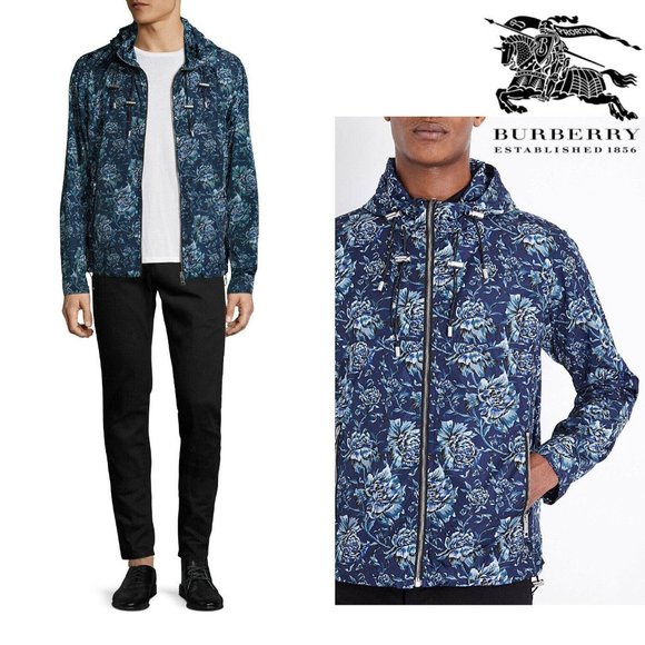 Burberry Hartland Floral Zip Up Windbreaker Hoodie - Picture 1 of 12